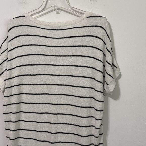 Barefoot Dreams Cozychic Ultra Lite Striped Sweater S Short Sleeve Tie Waist Top - Picture 7 of 10